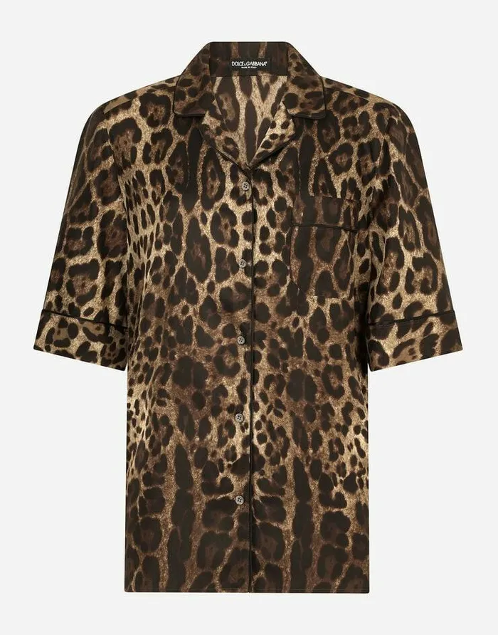 Dolce and Gabbana Shirts And Tops Women Leopardprint Twill Shirt With Piping Multicolor Dolce and Gabbana Shirts And Tops Women Leopardprint Twill Shirt With Piping Multicolor