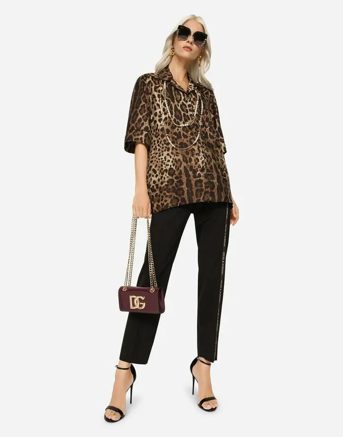 Dolce and Gabbana Shirts And Tops Women Leopardprint Twill Shirt With Piping Multicolor Dolce and Gabbana Shirts And Tops Women Leopardprint Twill Shirt With Piping Multicolor