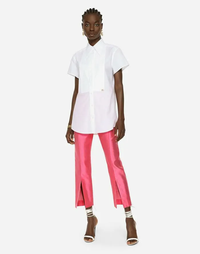 Dolce and Gabbana Shirts And Tops Women Poplin Shirt With Shirt Front And DG Logo White Dolce and Gabbana Shirts And Tops Women Poplin Shirt With Shirt Front And DG Logo White