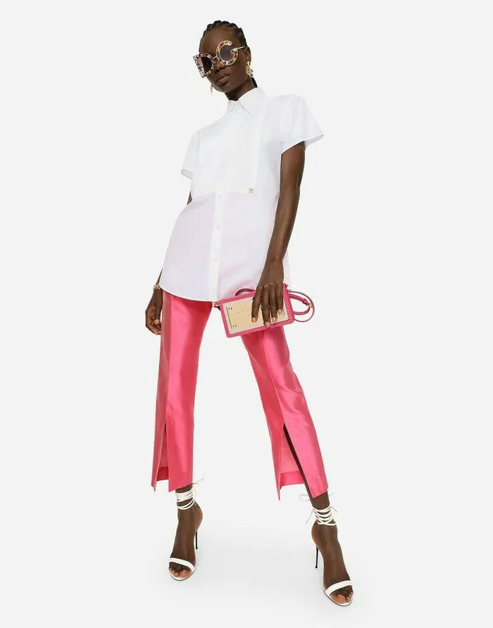 Dolce and Gabbana Shirts And Tops Women Poplin Shirt With Shirt Front And DG Logo White Dolce and Gabbana Shirts And Tops Women Poplin Shirt With Shirt Front And DG Logo White