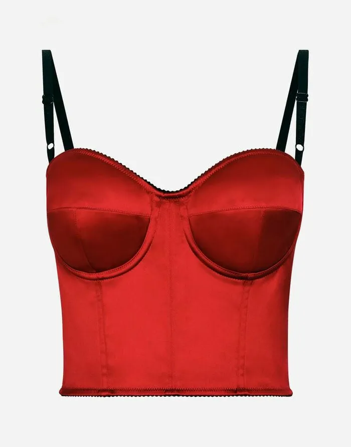 Dolce and Gabbana Shirts And Tops Women Satin Corset Top Red