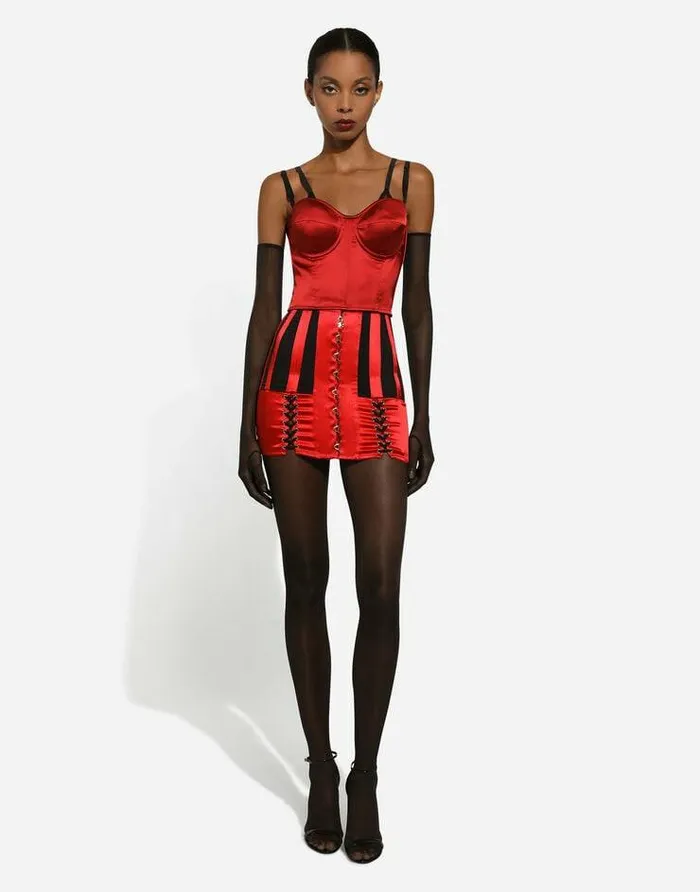 Dolce and Gabbana Shirts And Tops Women Satin Corset Top Red Dolce and Gabbana Shirts And Tops Women Satin Corset Top Red