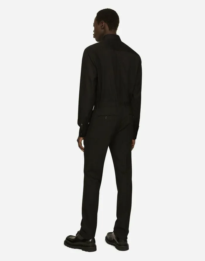 Dolce and Gabbana Shirts Men Cotton Martinifit Shirt With Embroidery Black Dolce and Gabbana Shirts Men Cotton Martinifit Shirt With Embroidery Black