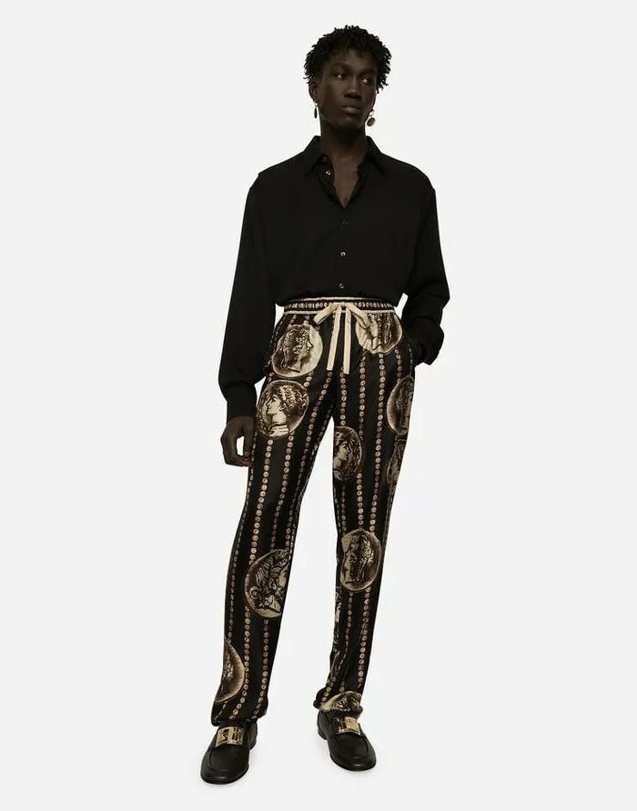 Dolce and Gabbana Shirts Men Oversized Stretch Silk Shirt Black Dolce and Gabbana Shirts Men Oversized Stretch Silk Shirt Black