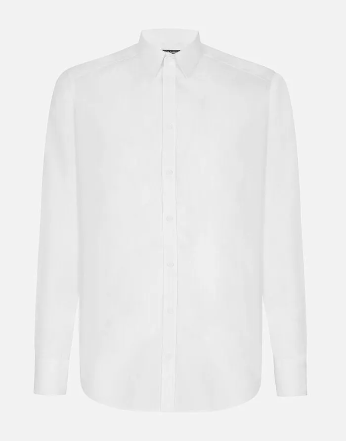 Dolce and Gabbana Shirts Men Stretch Cotton Goldfit Shirt White