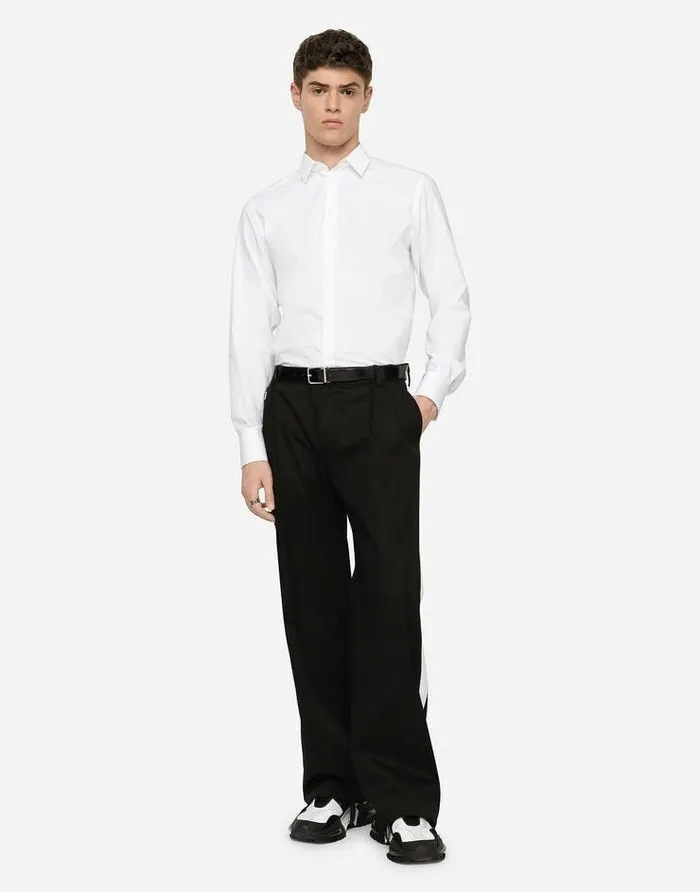 Dolce and Gabbana Shirts Men Stretch Cotton Goldfit Shirt White Dolce and Gabbana Shirts Men Stretch Cotton Goldfit Shirt White