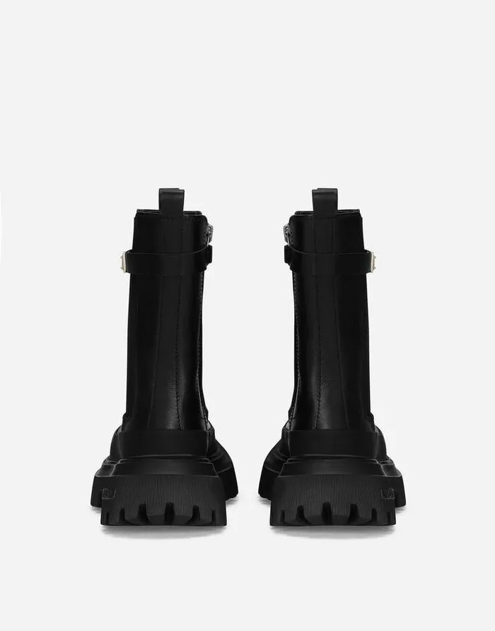 Dolce and Gabbana Shoes 2438 Children Calfskin Ankle Boots Black Dolce and Gabbana Shoes 2438 Children Calfskin Ankle Boots Black