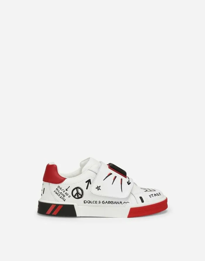 Dolce and Gabbana Shoes 2438 Children Calfskin Portofino Custom Sneakers Multicolor Dolce and Gabbana Shoes 2438 Children Calfskin Portofino Custom Sneakers Multicolor