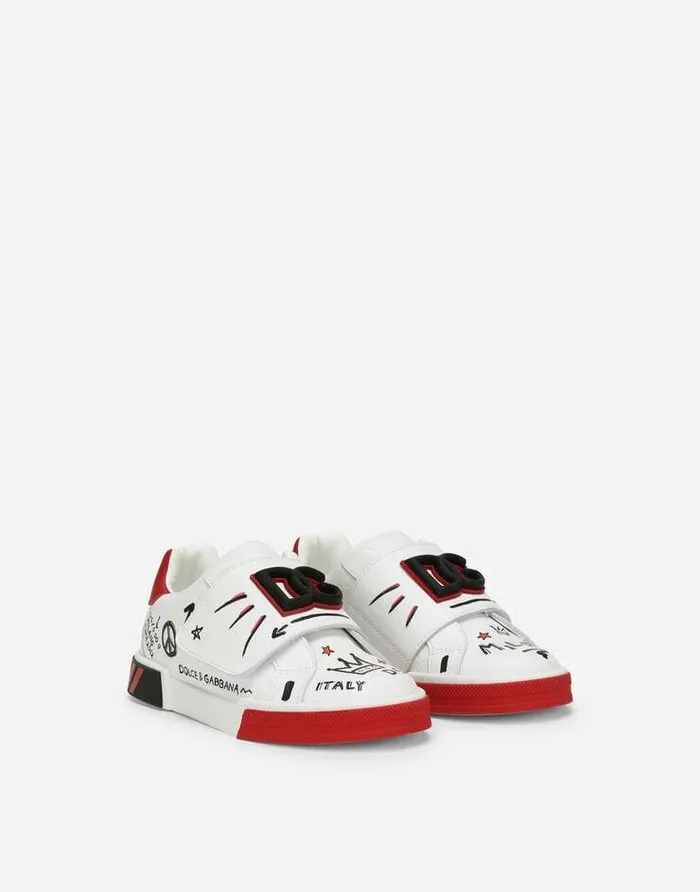 Dolce and Gabbana Shoes 2438 Children Calfskin Portofino Custom Sneakers Multicolor Dolce and Gabbana Shoes 2438 Children Calfskin Portofino Custom Sneakers Multicolor
