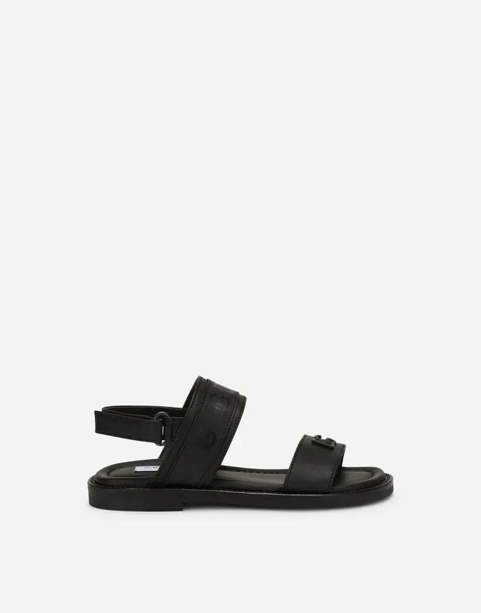 Dolce and Gabbana Shoes 2438 Children Calfskin Sandals With DG Logo Print Black Dolce and Gabbana Shoes 2438 Children Calfskin Sandals With DG Logo Print Black