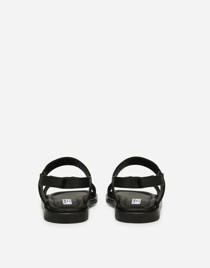 Dolce and Gabbana Shoes 2438 Children Calfskin Sandals With DG Logo Print Black Dolce and Gabbana Shoes 2438 Children Calfskin Sandals With DG Logo Print Black
