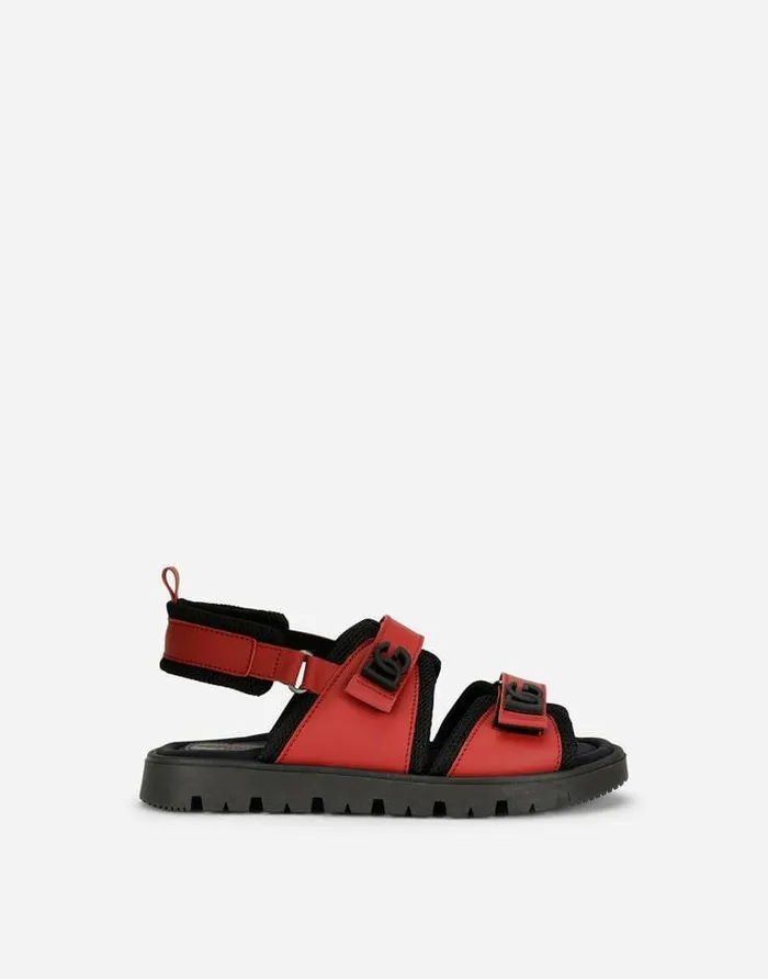 Dolce and Gabbana Shoes 2438 Children Calfskin Sandals With DG Logo Red