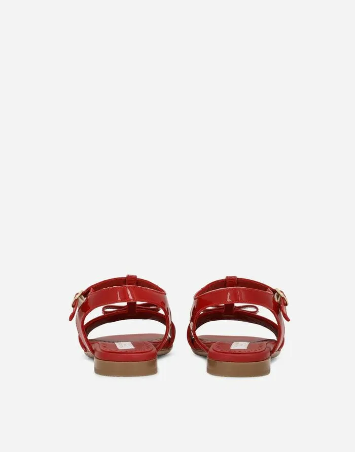 Dolce and Gabbana Shoes 2438 Children Patent Leather Sandals With Metal DG Logo Red Dolce and Gabbana Shoes 2438 Children Patent Leather Sandals With Metal DG Logo Red