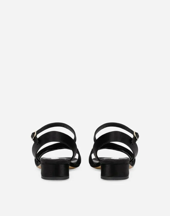 Dolce and Gabbana Shoes 2438 Children Satin Sandals With Multicolored Crystals Black Dolce and Gabbana Shoes 2438 Children Satin Sandals With Multicolored Crystals Black