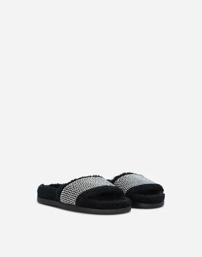 Dolce and Gabbana Shoes 2438 Children Terrycloth Sliders With Fusible Rhinestones Multicolor Dolce and Gabbana Shoes 2438 Children Terrycloth Sliders With Fusible Rhinestones Multicolor