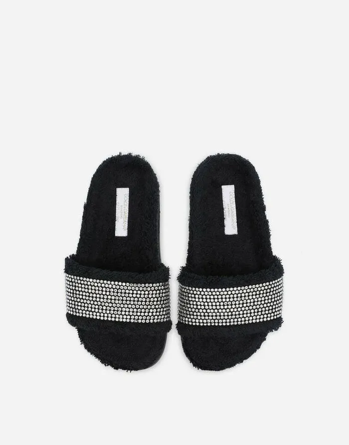 Dolce and Gabbana Shoes 2438 Children Terrycloth Sliders With Fusible Rhinestones Multicolor Dolce and Gabbana Shoes 2438 Children Terrycloth Sliders With Fusible Rhinestones Multicolor