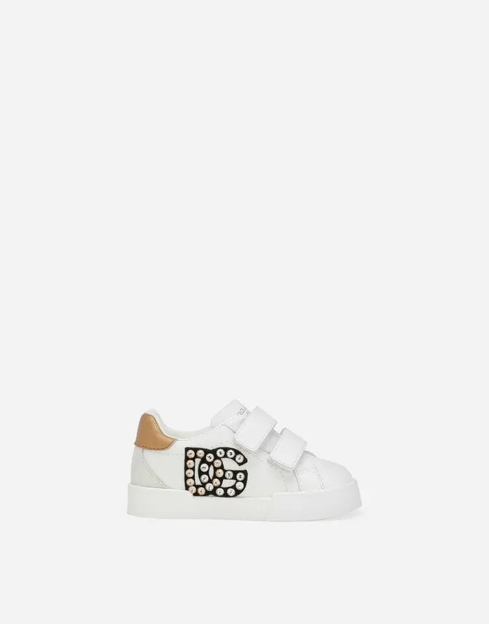 Dolce and Gabbana Shoes For First Steps 1926 Children Calfskin Portofino Sneakers White Dolce and Gabbana Shoes For First Steps 1926 Children Calfskin Portofino Sneakers White