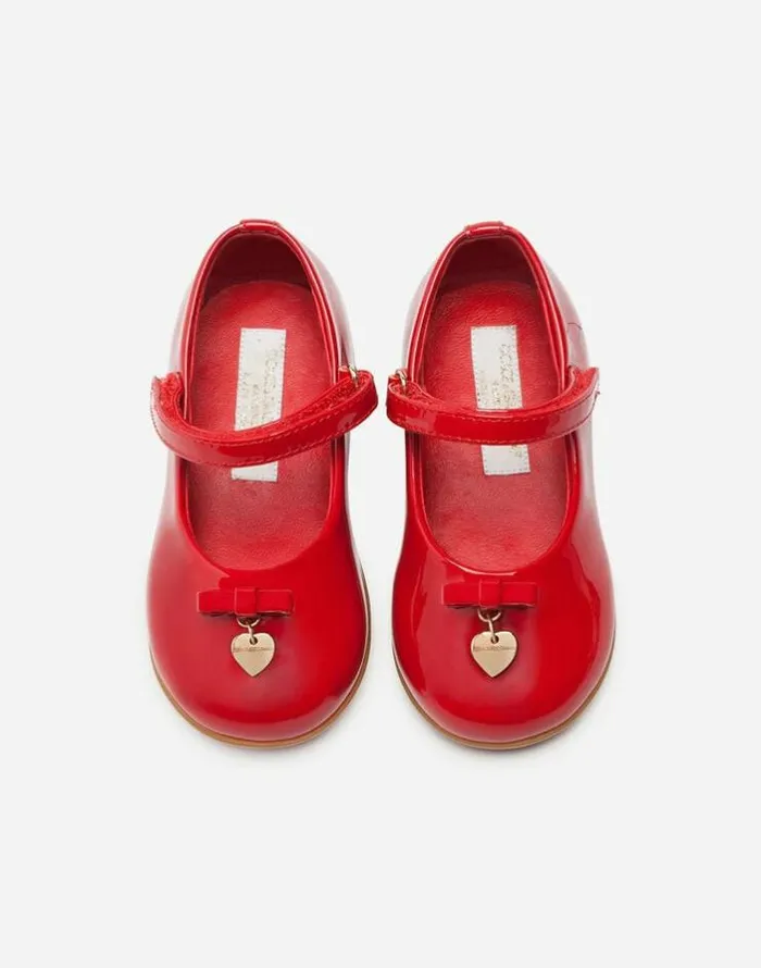 Dolce and Gabbana Shoes For First Steps 1926 Children Patent Leather Mary Jane Ballet Flats Red
