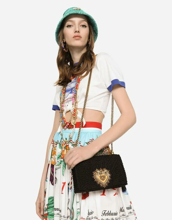 Dolce and Gabbana Shoulder And Crossbody Bags Women Medium Cordonetto Lace Devotion Bag Black Dolce and Gabbana Shoulder And Crossbody Bags Women Medium Cordonetto Lace Devotion Bag Black