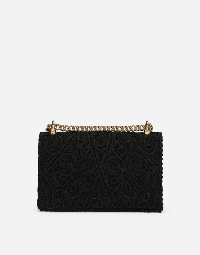 Dolce and Gabbana Shoulder And Crossbody Bags Women Medium Cordonetto Lace Devotion Bag Black Dolce and Gabbana Shoulder And Crossbody Bags Women Medium Cordonetto Lace Devotion Bag Black