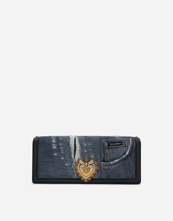 Dolce and Gabbana Shoulder And Crossbody Bags Women Patchwork Denim Devotion Baguette Bag Denim Dolce and Gabbana Shoulder And Crossbody Bags Women Patchwork Denim Devotion Baguette Bag Denim