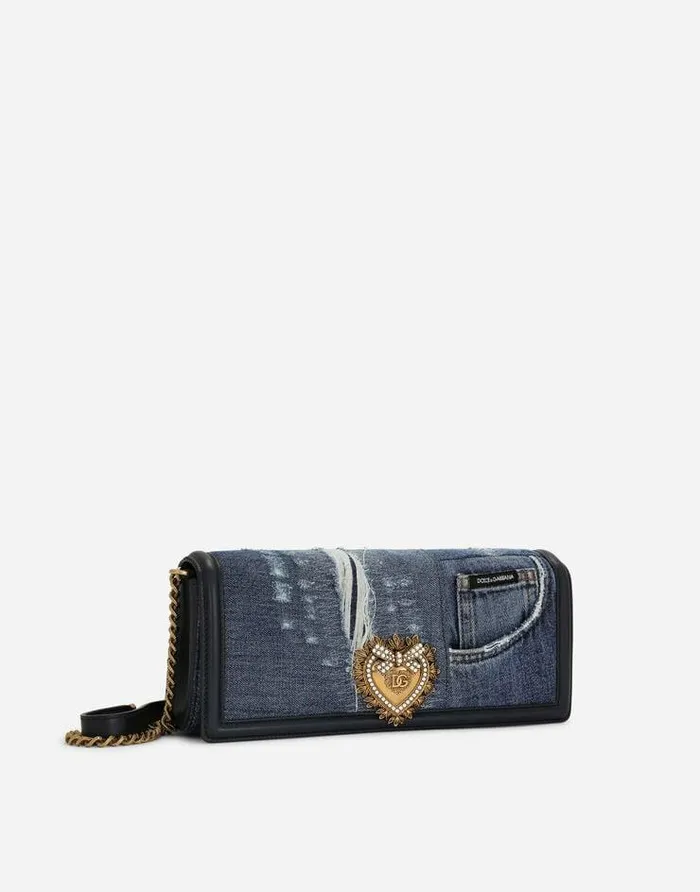 Dolce and Gabbana Shoulder And Crossbody Bags Women Patchwork Denim Devotion Baguette Bag Denim Dolce and Gabbana Shoulder And Crossbody Bags Women Patchwork Denim Devotion Baguette Bag Denim