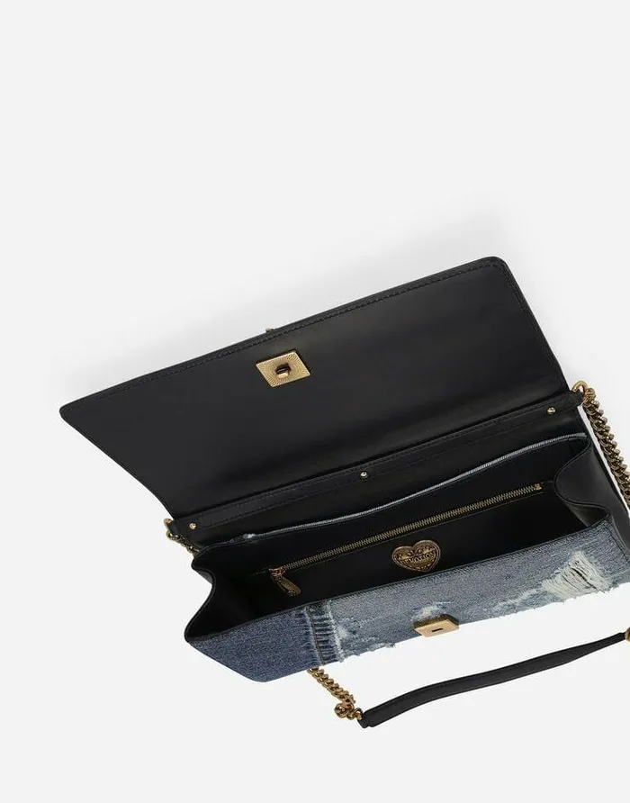 Dolce and Gabbana Shoulder And Crossbody Bags Women Patchwork Denim Devotion Baguette Bag Denim Dolce and Gabbana Shoulder And Crossbody Bags Women Patchwork Denim Devotion Baguette Bag Denim