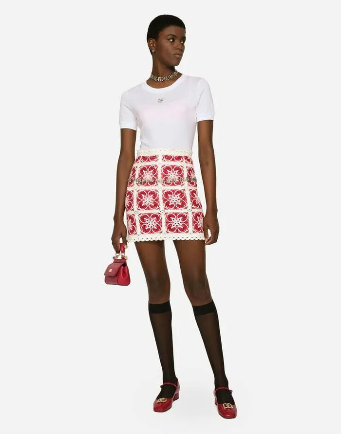 Dolce and Gabbana Skirts Women Brickstitched Crochet Skirt With Majolica Print Multicolor Dolce and Gabbana Skirts Women Brickstitched Crochet Skirt With Majolica Print Multicolor