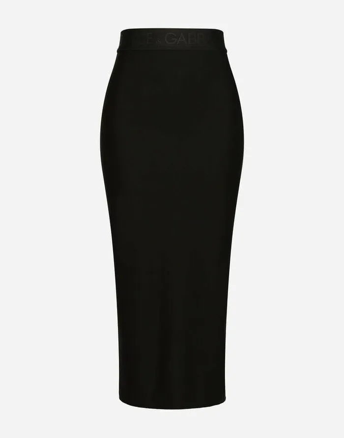 Dolce and Gabbana Skirts Women Jersey Full Milano Calflength Skirt Black