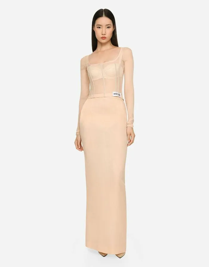 Dolce and Gabbana Skirts Women KIM DOLCEandGABBANA Long Georgette Skirt Beige Dolce and Gabbana Skirts Women KIM DOLCEandGABBANA Long Georgette Skirt Beige