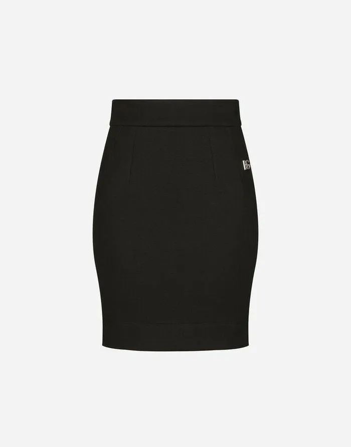 Dolce and Gabbana Skirts Women Milano Rib Miniskirt With DG Logo Black