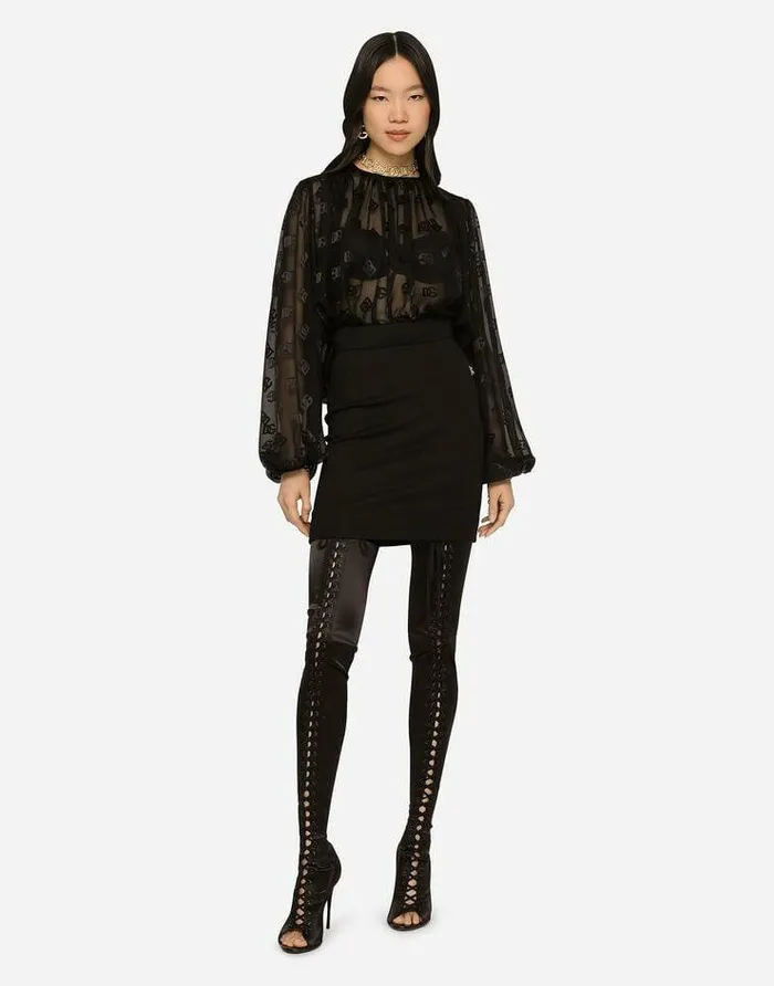Dolce and Gabbana Skirts Women Milano Rib Miniskirt With DG Logo Black Dolce and Gabbana Skirts Women Milano Rib Miniskirt With DG Logo Black
