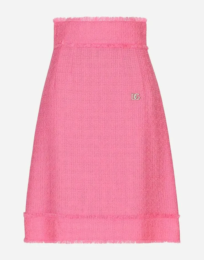 Dolce and Gabbana Skirts Women Raschel Tweed Midi Skirt Pink