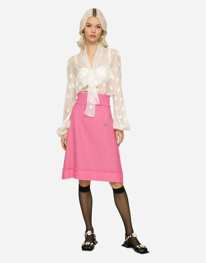 Dolce and Gabbana Skirts Women Raschel Tweed Midi Skirt Pink Dolce and Gabbana Skirts Women Raschel Tweed Midi Skirt Pink