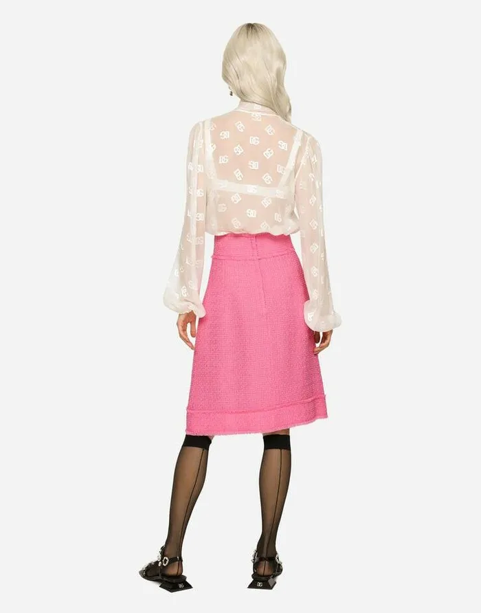 Dolce and Gabbana Skirts Women Raschel Tweed Midi Skirt Pink Dolce and Gabbana Skirts Women Raschel Tweed Midi Skirt Pink