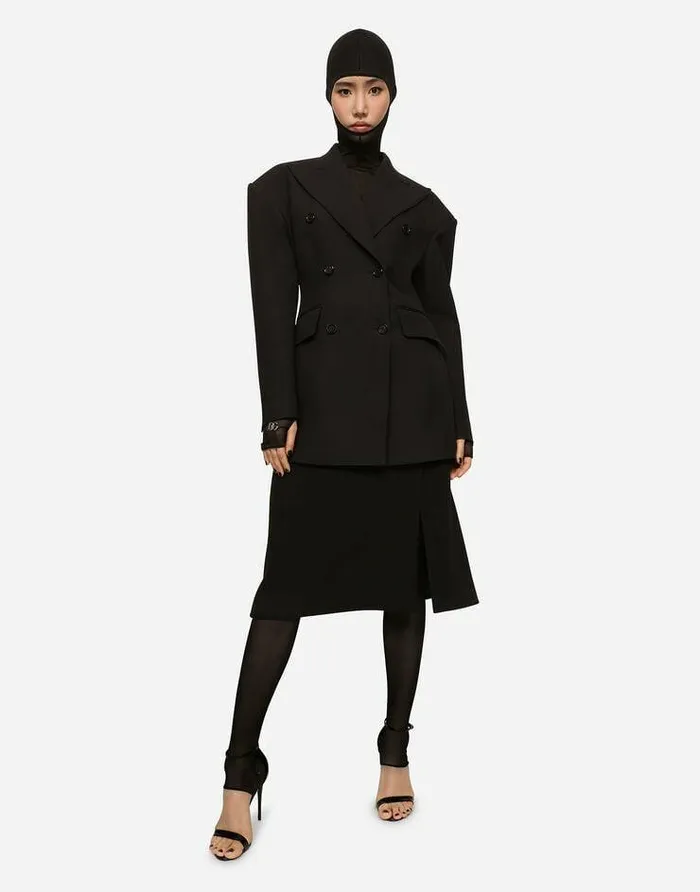 Dolce and Gabbana Skirts Women Technical Crepe Calflength Skirt With Slit Black Dolce and Gabbana Skirts Women Technical Crepe Calflength Skirt With Slit Black