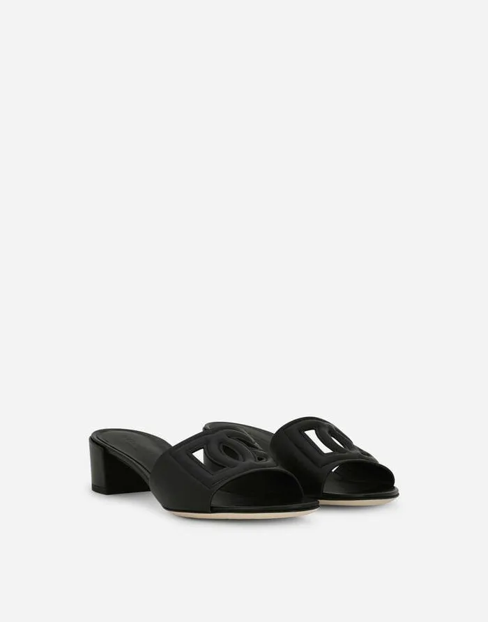 Dolce and Gabbana Slides And Mules Women Calfskin Sliders With DG Logo Black Dolce and Gabbana Slides And Mules Women Calfskin Sliders With DG Logo Black