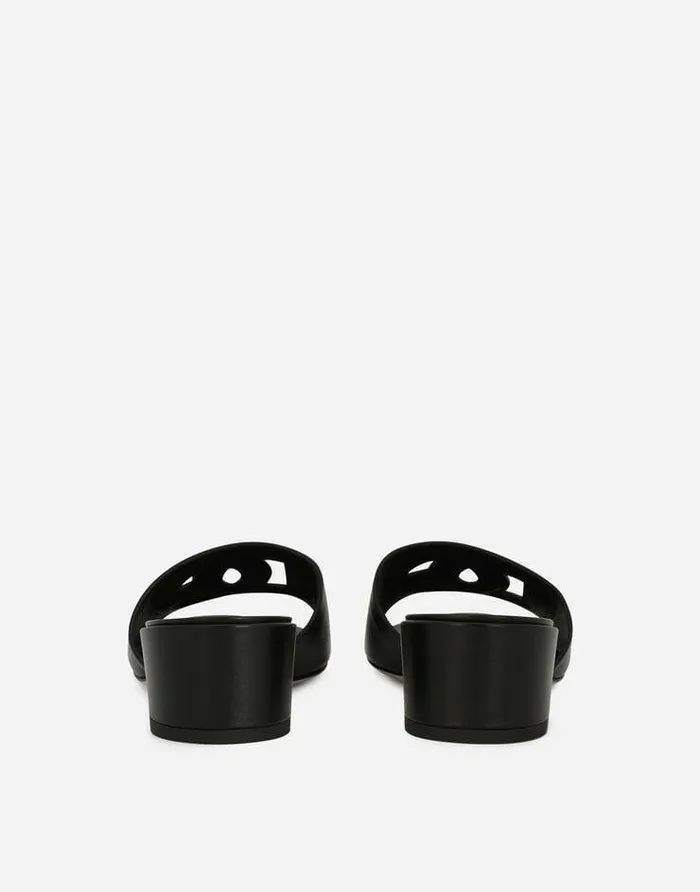 Dolce and Gabbana Slides And Mules Women Calfskin Sliders With DG Logo Black Dolce and Gabbana Slides And Mules Women Calfskin Sliders With DG Logo Black