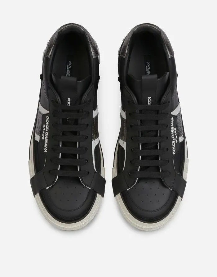 Dolce and Gabbana Sneakers Men Calfskin 2Zero Custom Sneakers With Contrasting Details Blacksilver Dolce and Gabbana Sneakers Men Calfskin 2Zero Custom Sneakers With Contrasting Details Blacksilver