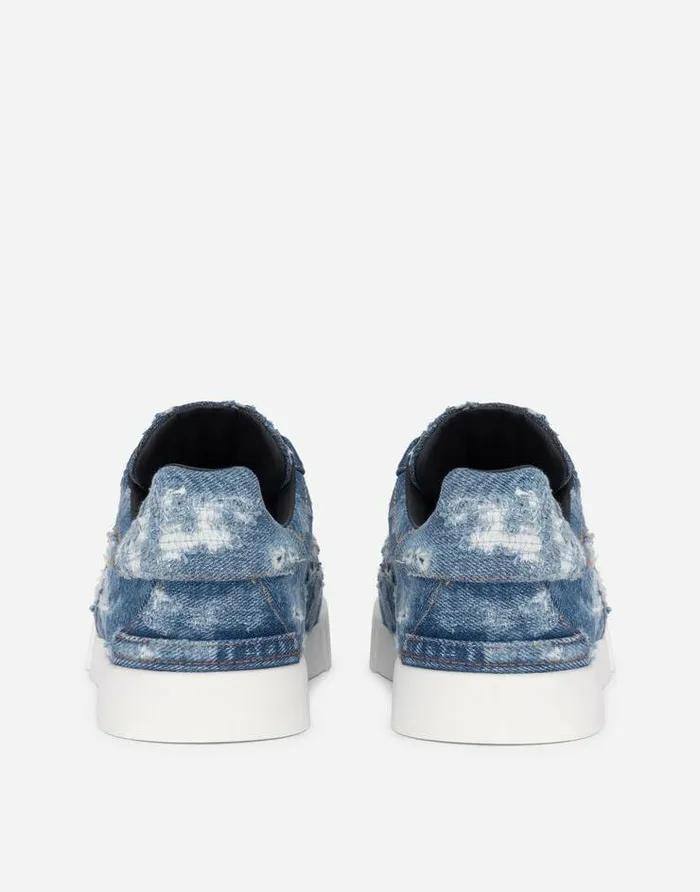 Dolce and Gabbana Sneakers Men Denim Patchwork Portofino Sneakers Blue Dolce and Gabbana Sneakers Men Denim Patchwork Portofino Sneakers Blue