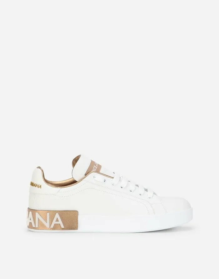 Dolce and Gabbana Sneakers Women Calfskin Portofino Sneakers Gold