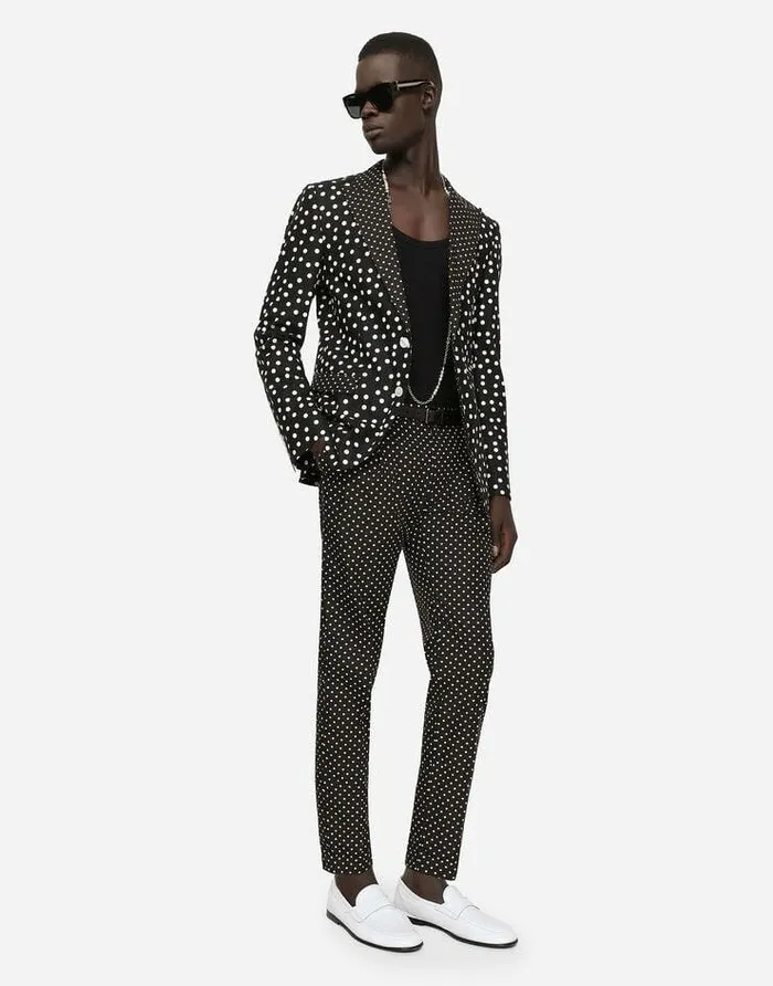 Dolce and Gabbana Suits And Blazers Men Cotton Taorminafit Suit With Polkadot Print Multicolor Dolce and Gabbana Suits And Blazers Men Cotton Taorminafit Suit With Polkadot Print Multicolor
