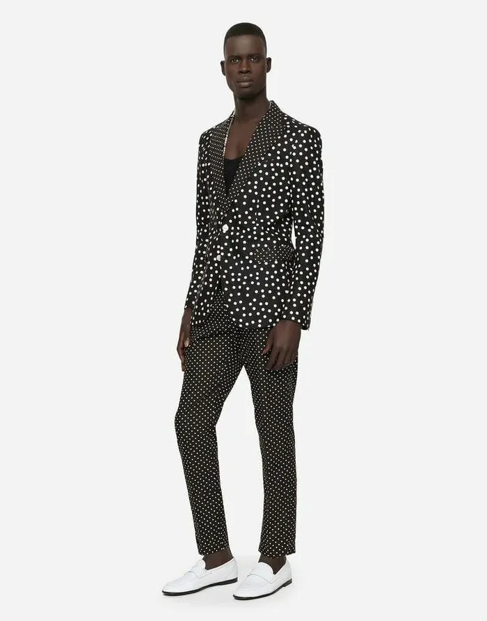 Dolce and Gabbana Suits And Blazers Men Cotton Taorminafit Suit With Polkadot Print Multicolor Dolce and Gabbana Suits And Blazers Men Cotton Taorminafit Suit With Polkadot Print Multicolor