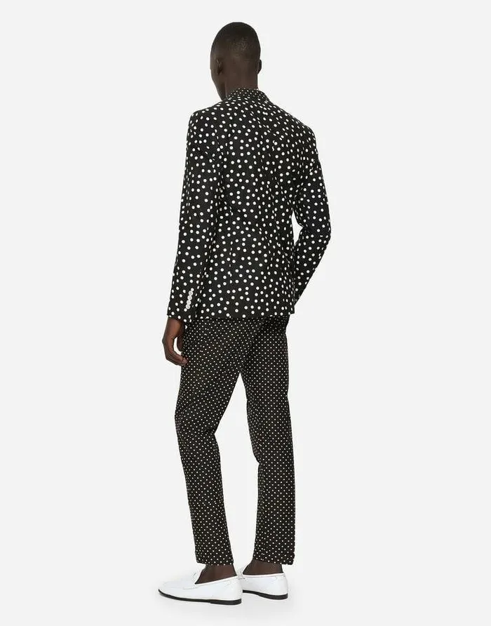 Dolce and Gabbana Suits And Blazers Men Cotton Taorminafit Suit With Polkadot Print Multicolor Dolce and Gabbana Suits And Blazers Men Cotton Taorminafit Suit With Polkadot Print Multicolor