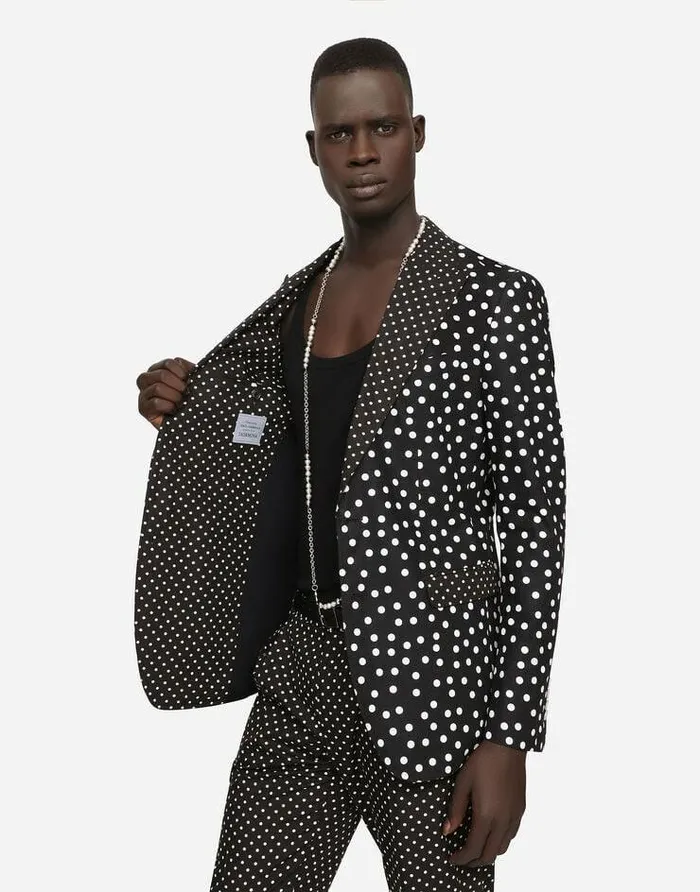 Dolce and Gabbana Suits And Blazers Men Cotton Taorminafit Suit With Polkadot Print Multicolor Dolce and Gabbana Suits And Blazers Men Cotton Taorminafit Suit With Polkadot Print Multicolor