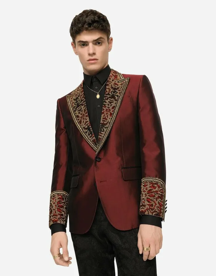 Dolce and Gabbana Suits And Blazers Men Siciliafit Tuxedo Suit With Synthetic Rhinestones Multicolor Dolce and Gabbana Suits And Blazers Men Siciliafit Tuxedo Suit With Synthetic Rhinestones Multicolor