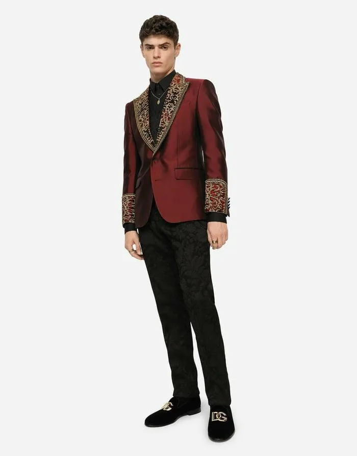 Dolce and Gabbana Suits And Blazers Men Siciliafit Tuxedo Suit With Synthetic Rhinestones Multicolor Dolce and Gabbana Suits And Blazers Men Siciliafit Tuxedo Suit With Synthetic Rhinestones Multicolor