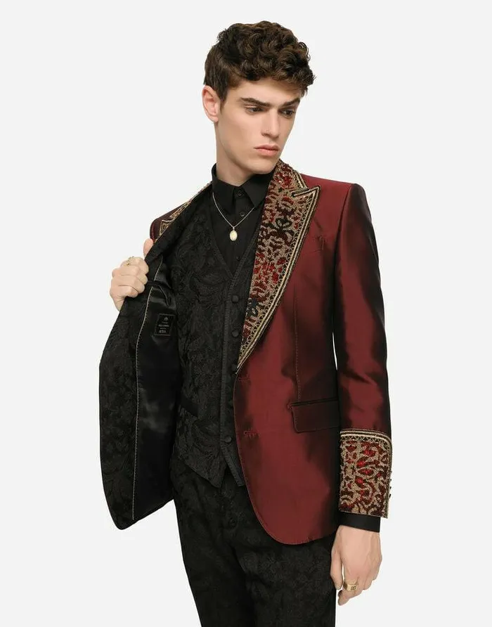 Dolce and Gabbana Suits And Blazers Men Siciliafit Tuxedo Suit With Synthetic Rhinestones Multicolor Dolce and Gabbana Suits And Blazers Men Siciliafit Tuxedo Suit With Synthetic Rhinestones Multicolor