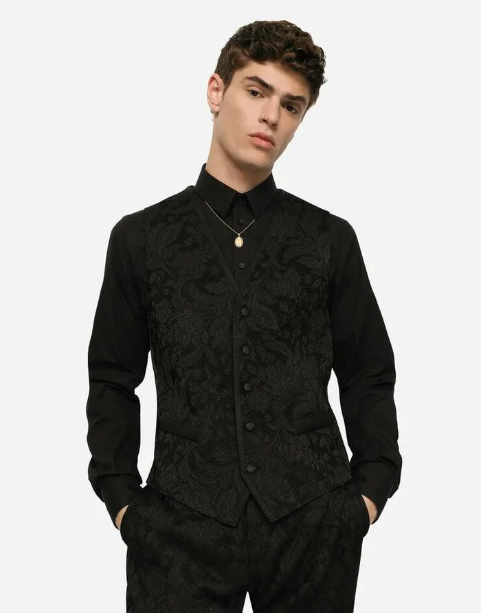 Dolce and Gabbana Suits And Blazers Men Siciliafit Tuxedo Suit With Synthetic Rhinestones Multicolor Dolce and Gabbana Suits And Blazers Men Siciliafit Tuxedo Suit With Synthetic Rhinestones Multicolor