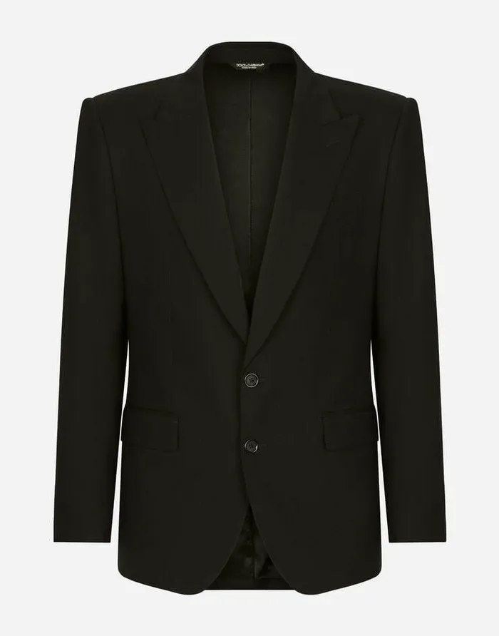 Dolce and Gabbana Suits And Blazers Men Stretch Wool Siciliafit Suit Black